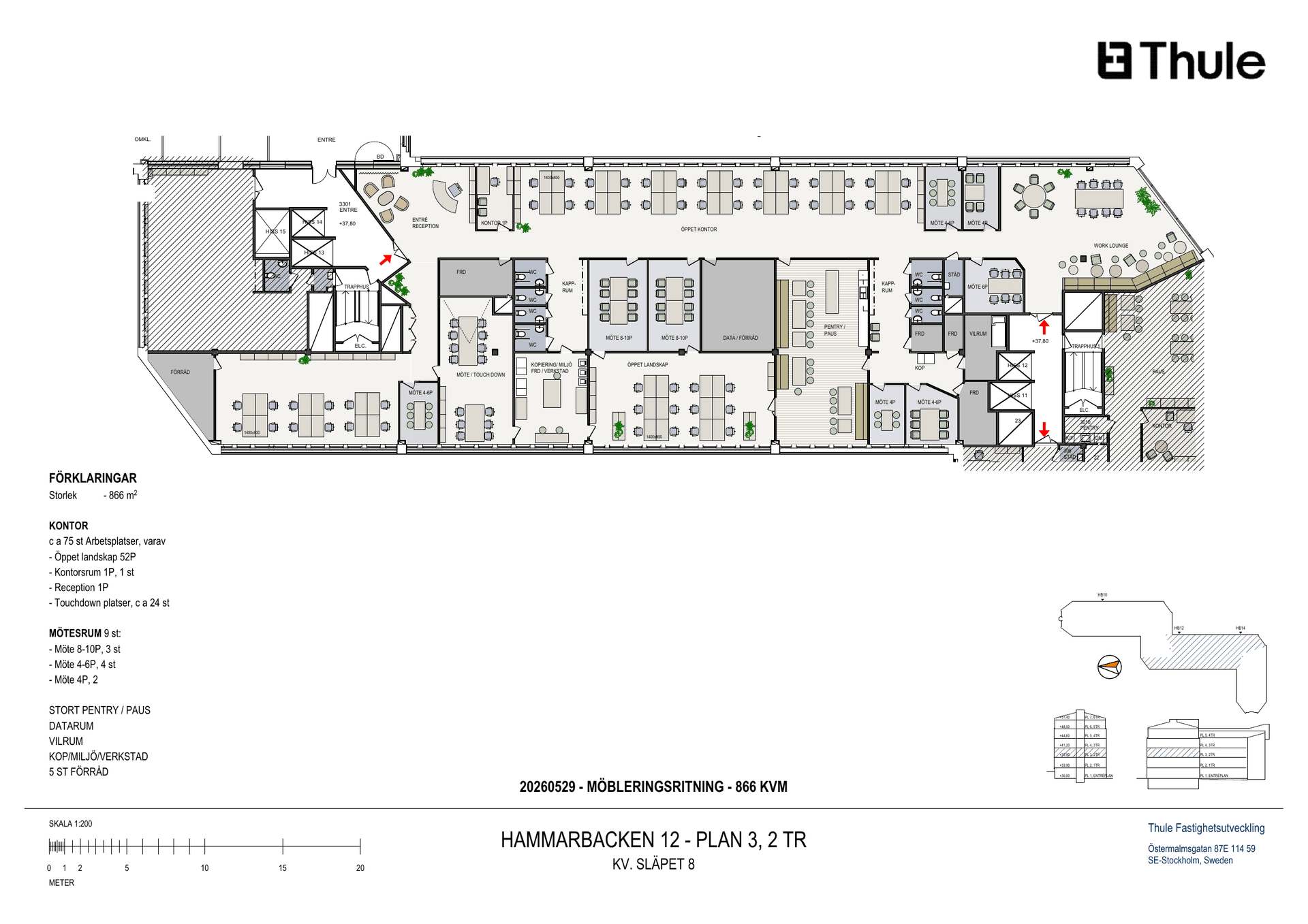 Planlösning plan 3 (2 tr) – 866 m²