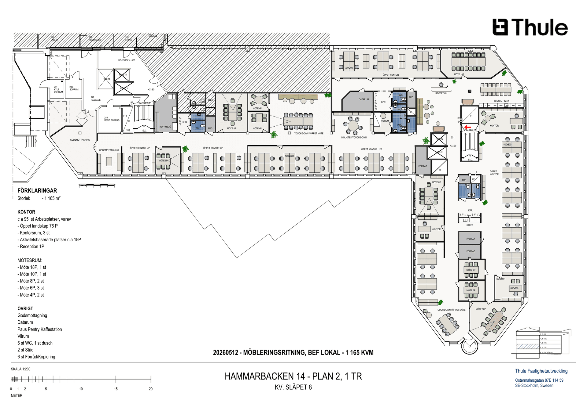 Planlösning plan 2 (1 tr) – 1 165 m²
