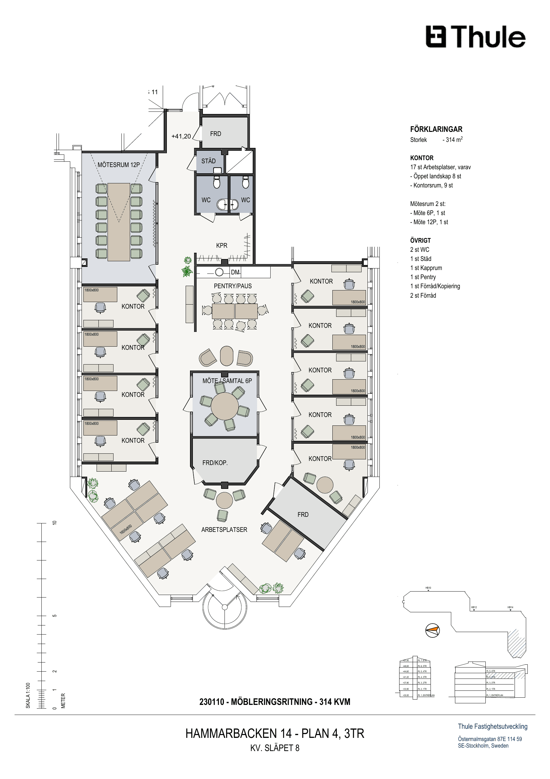 Möbleringsritning plan 4 (3 tr) – 314 m²