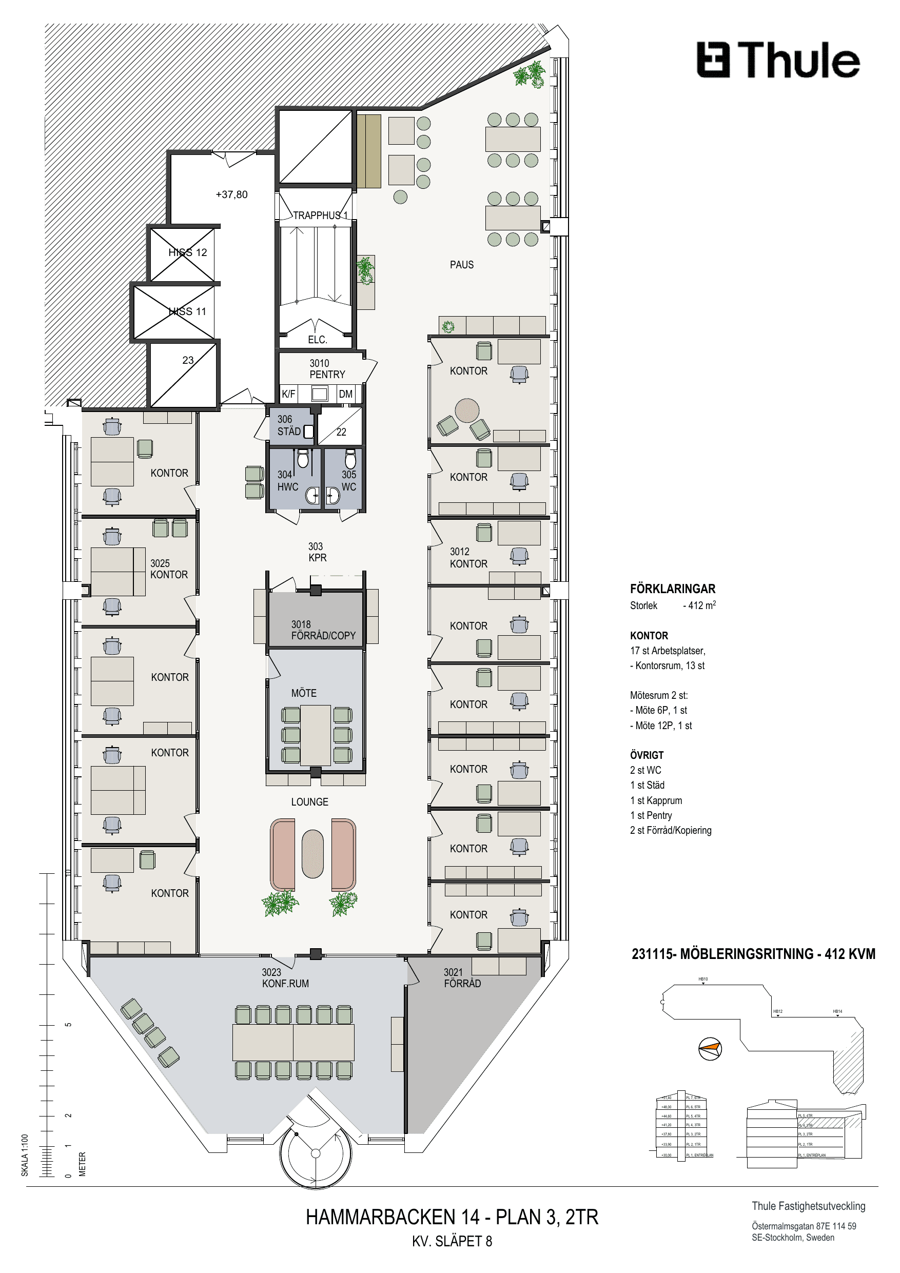 Planlösning plan 3 (2 tr) – 412 m²